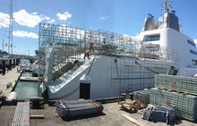 Load image into Gallery viewer, North Shore Scaffolding was commissioned to install scaffolding to allow paintwork on 2/3's of the hull when Super Super Yacht 'A' Scaffold for Painting
